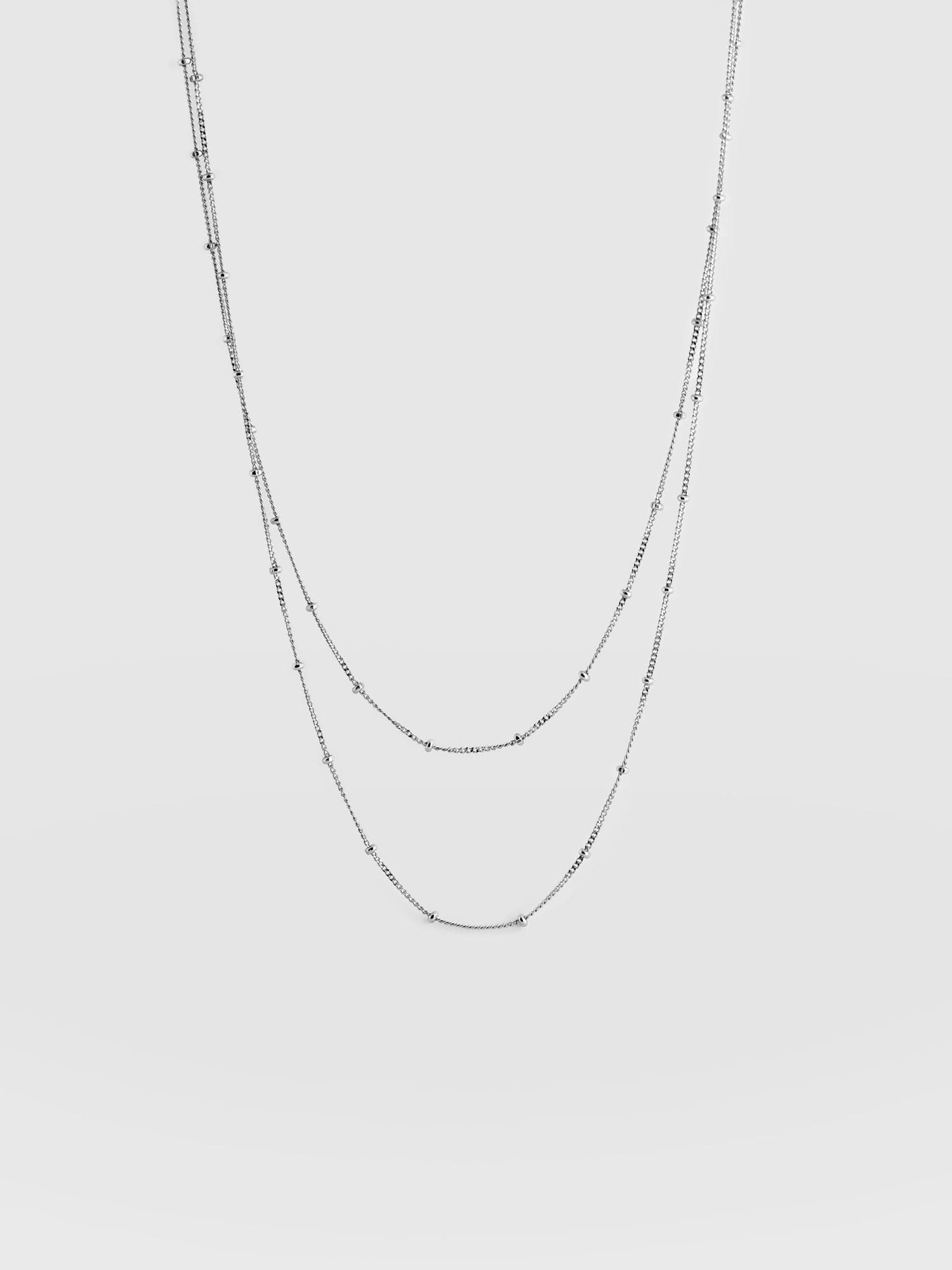 Double Ball Chain Necklace Silver - Women's Jewellery | Saint + Sofia® USA